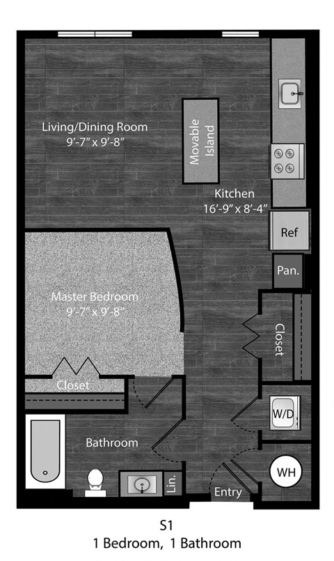 Ellison Studio with dimensions